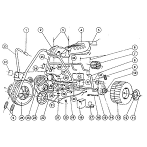 Replacement Parts Diagram and Parts List for 5381  Power Wheels Ride-On Cars